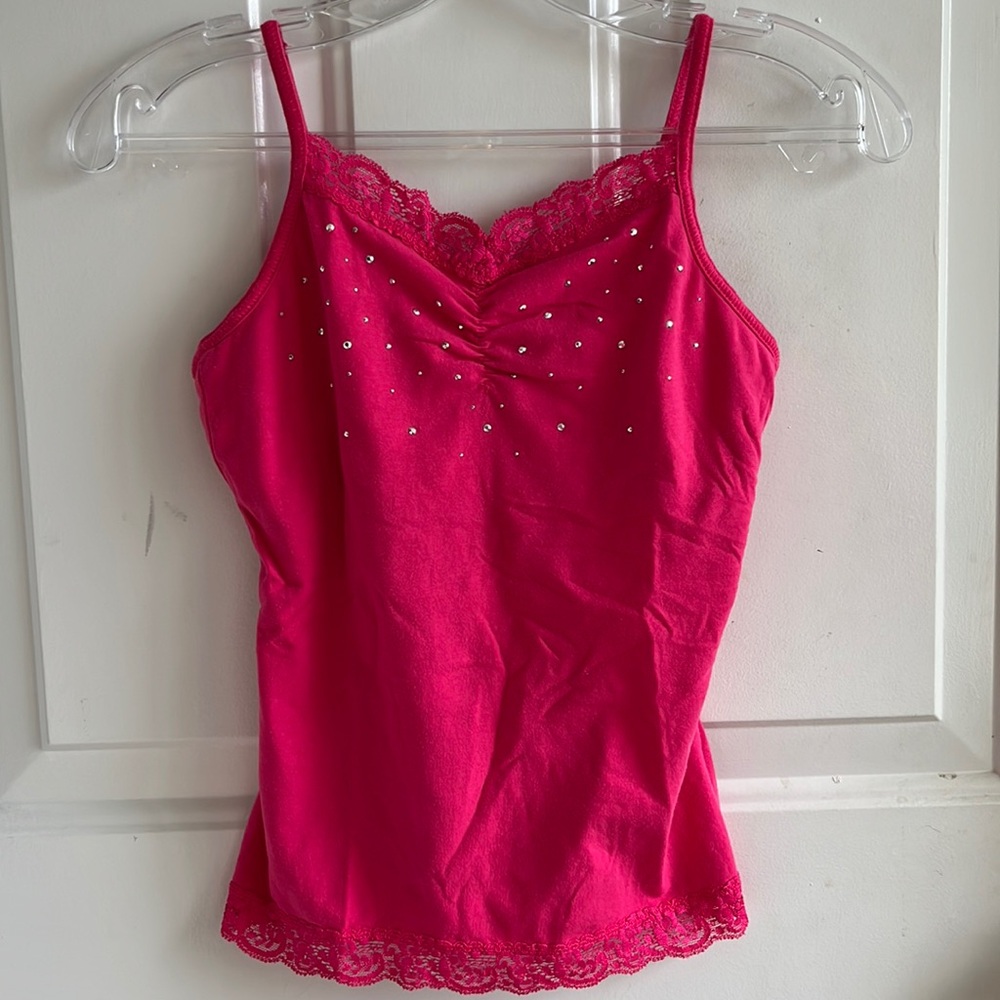 The Children’s Place pink tank top with gems and adjustable straps